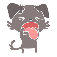 flat color style cartoon disgusted dog