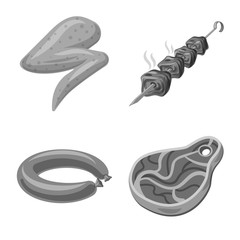 Vector design of meat and ham logo. Set of meat and cooking stock symbol for web.