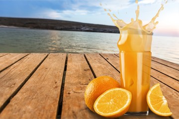 Fresh and cold orange juice