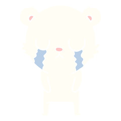 crying polar bear flat color style cartoon