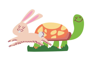 Rabbit and turtle cartoon