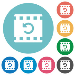 Undo movie changes flat round icons