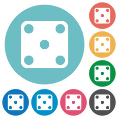 Domino five flat round icons