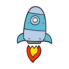 cartoon doodle space rocket