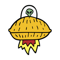 cartoon doodle alien spaceship