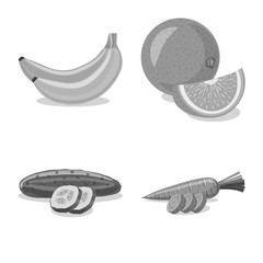 Vector illustration of vegetable and fruit icon. Set of vegetable and vegetarian stock vector illustration.