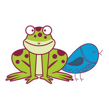 Frog and blue bird