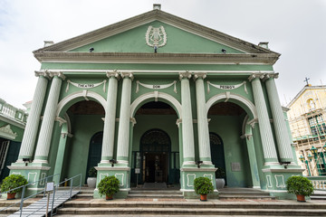 Dom Pedro V Theatre built in 19th century in western-style is one of the sites of the Historic Centre of Macau, part of the UNESCO World Heritage