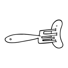 line drawing cartoon sausage on fork