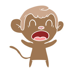 shouting flat color style cartoon monkey