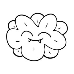 line drawing cartoon flower with fangs