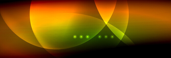Vector blurred neon glowing circles with flowing and liquid light concept, energy magic fantastic abstract background