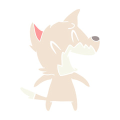 laughing fox flat color style cartoon