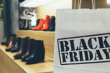 Black Friday paper bag in a shoe shop