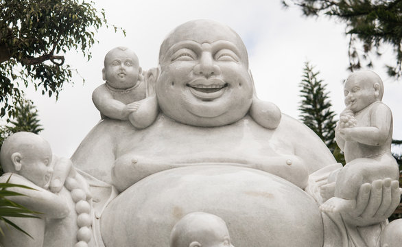 smiling Hotei close-up. Feng Shui magic..