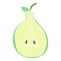 flat color illustration of a cartoon pear