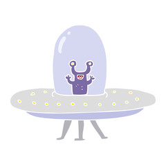 flat color illustration of a cartoon flying saucer