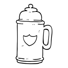 line drawing cartoon golden tankard