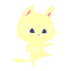 confused flat color style cartoon cat