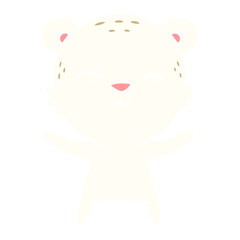 happy flat color style cartoon polar bear