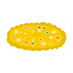 flat color style cartoon double cheese pizza