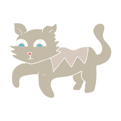 flat color illustration of a cartoon cat
