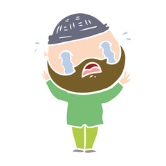 flat color style cartoon bearded man crying
