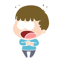 flat color style cartoon shocked man