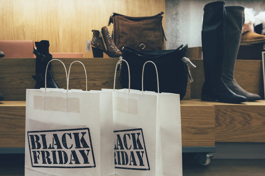 Black Friday paper bags in a store