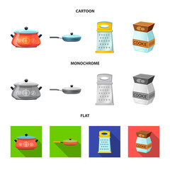Vector illustration of kitchen and cook sign. Set of kitchen and appliance stock symbol for web.