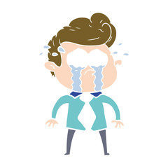 flat color style cartoon crying man