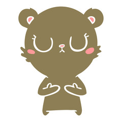 peaceful flat color style cartoon bear cub
