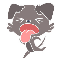 flat color style cartoon running dog