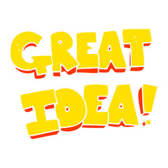 flat color illustration of a cartoon GREAT IDEA symbol