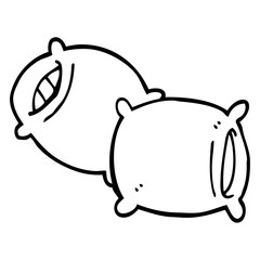 line drawing cartoon pillow