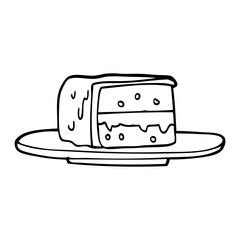 line drawing cartoon slice of cake