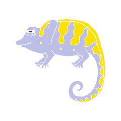 flat color illustration of a cartoon chameleon