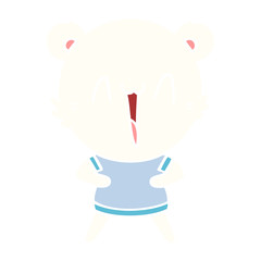 happy polar bear flat color style cartoon