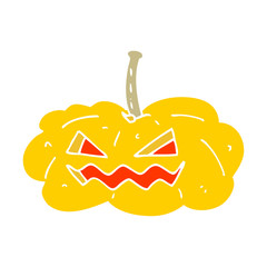 flat color illustration of a cartoon halloween pumpkin