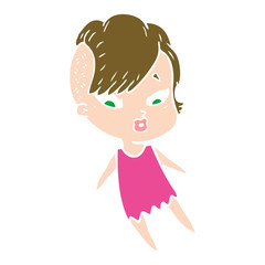 flat color style cartoon surprised girl