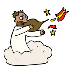 cartoon doodle god creating universe