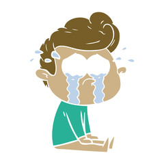 flat color style cartoon crying man