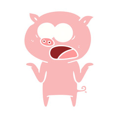flat color style cartoon pig shouting