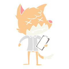 flat color style cartoon dead fox