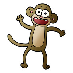 cartoon doodle waving monkey