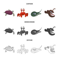 Vector illustration of sea and animal logo. Collection of sea and marine vector icon for stock.