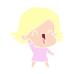 flat color style cartoon happy woman