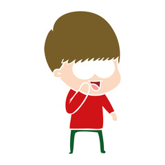 happy flat color style cartoon boy