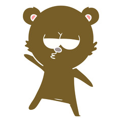 bored bear flat color style cartoon