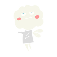 flat color illustration of a cartoon cute cloud head imp
